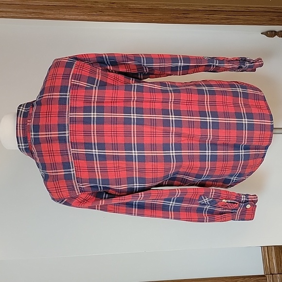 Distillery Apparel Regular Fit Size Medium. Red & Navy Blue Long Sleeve Flannel - Picture 4 of 5